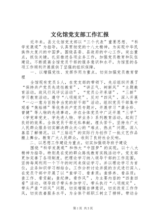 2024年文化馆党支部工作汇报
