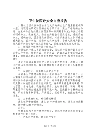 2024年卫生院医疗安全自查报告