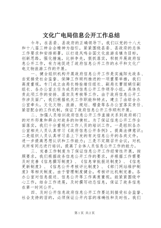 2024年文化广电局信息公开工作总结