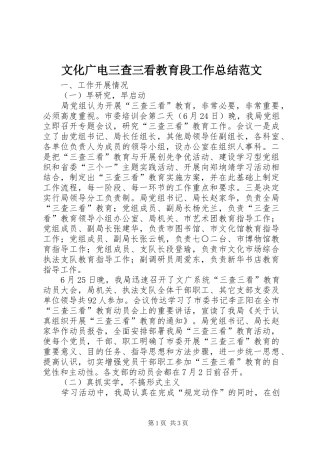 2024年文化广电三查三看教育段工作总结范文