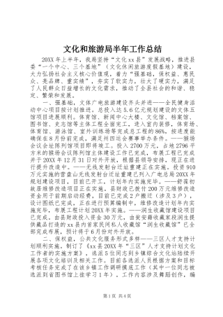 2024年文化和旅游局半年工作总结