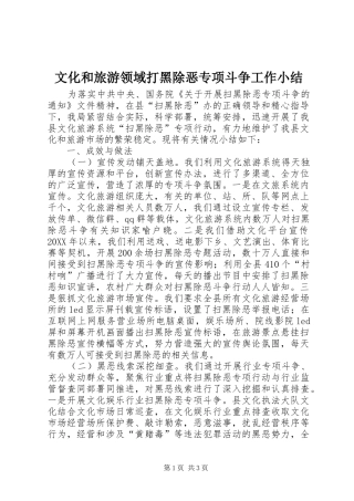 2024年文化和旅游领域打黑除恶专项斗争工作小结