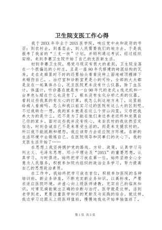 2024年卫生院支医工作心得