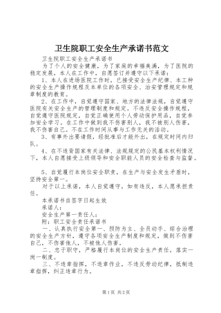 2024年卫生院职工安全生产承诺书范文