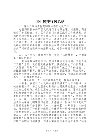 2024年卫生转变行风总结
