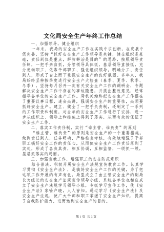 2024年文化局安全生产年终工作总结