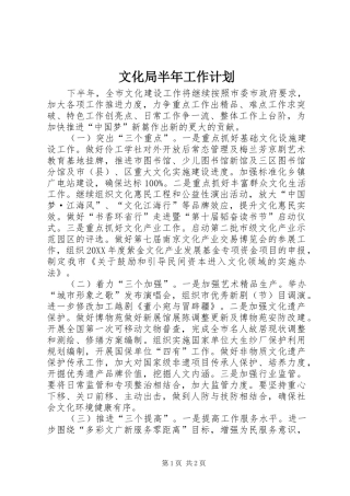 2024年文化局半年工作计划
