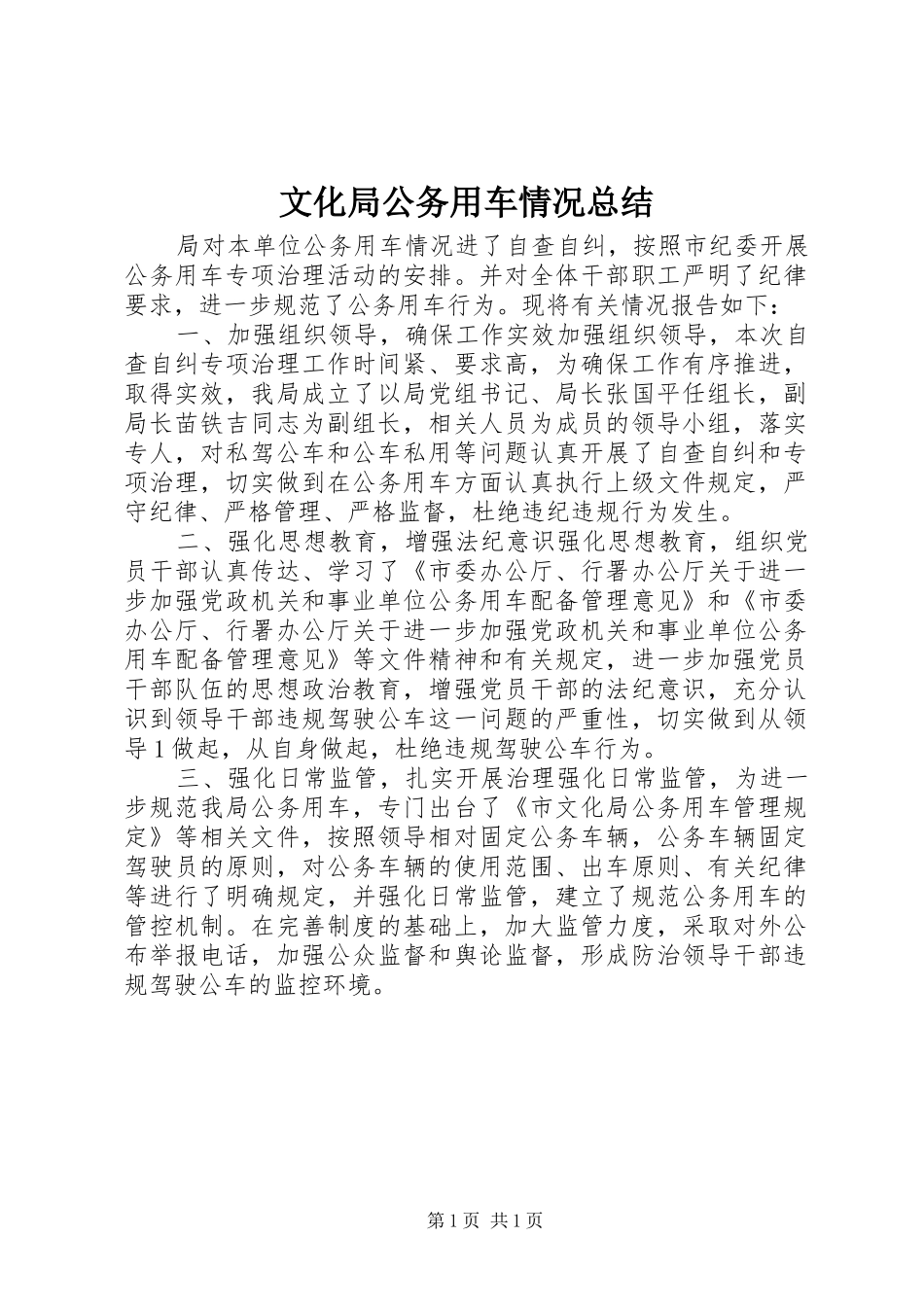 2024年文化局公务用车情况总结_第1页