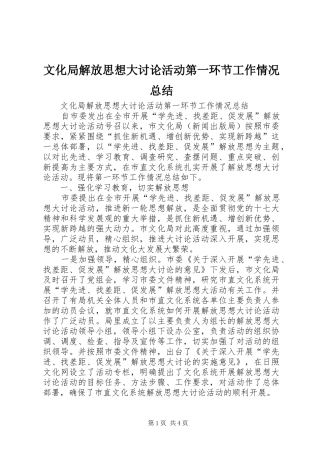 2024年文化局解放思想大讨论活动第一环节工作情况总结