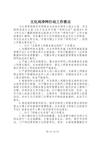2024年文化局净网行动工作要点