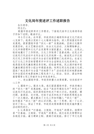 2024年文化局年度述评工作述职报告