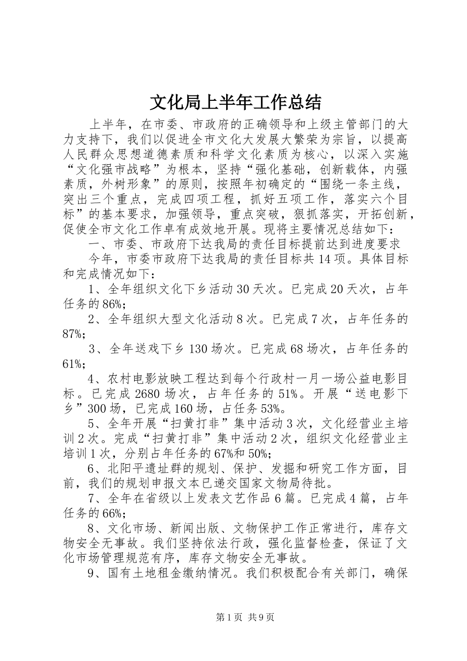 2024年文化局上半年工作总结_第1页