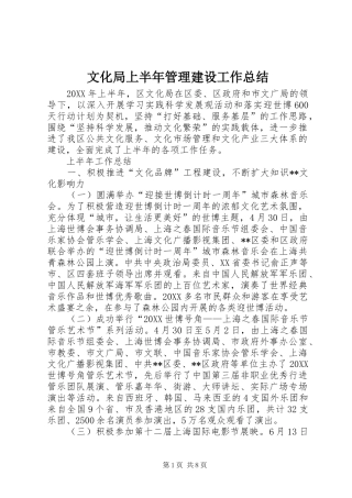 2024年文化局上半年管理建设工作总结