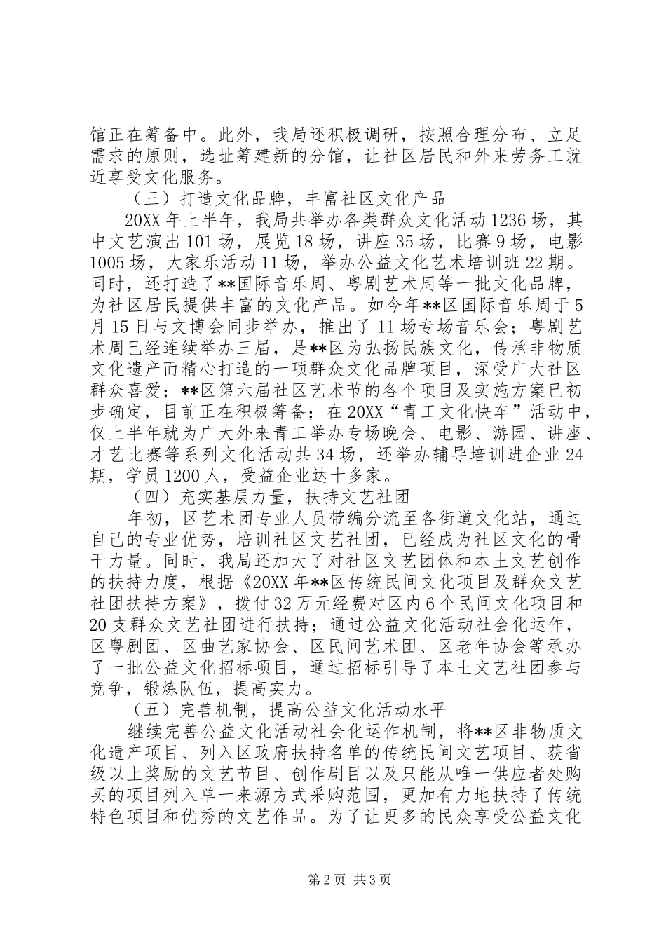 2024年文化局上半年和谐社区建设工作总结_第2页