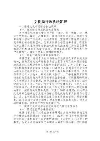 2024年文化局行政执法汇报