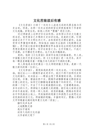 2024年文化苦旅读后有感