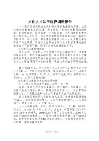 2024年文化人才队伍建设调研报告