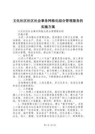 2024年文化社区社区社会事务网格化综合管理服务的实施方案