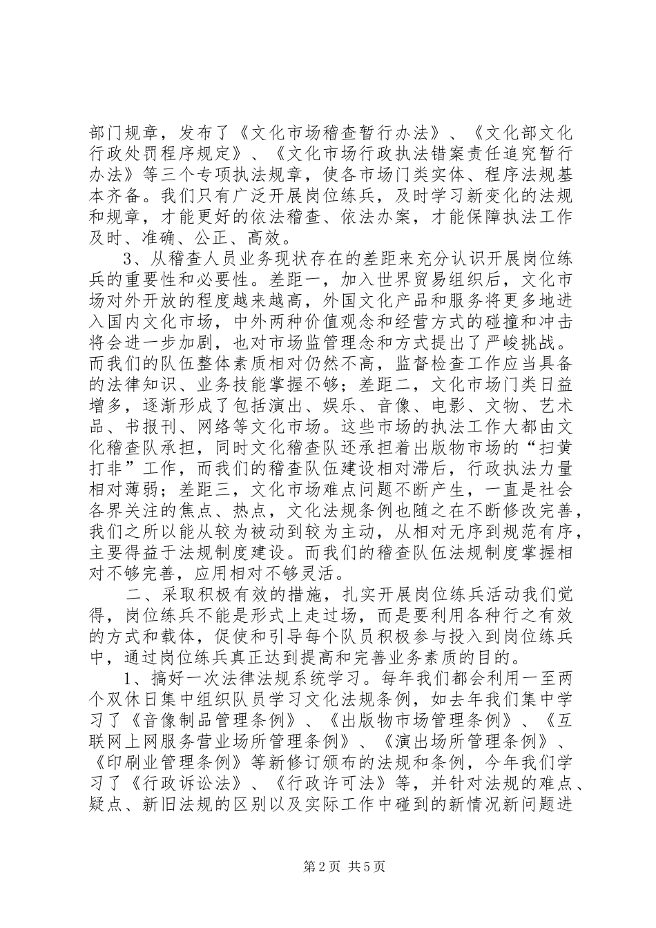 2024年文化市场稽查大队岗位半年工作总结_第2页