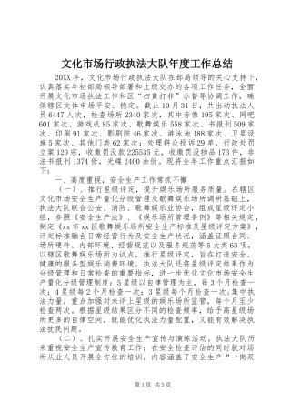 2024年文化市场行政执法大队年度工作总结