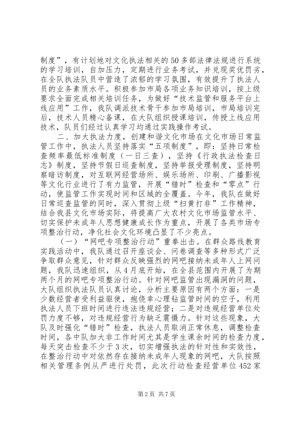 2024年文化市场综合执法大队工作总结_第2页
