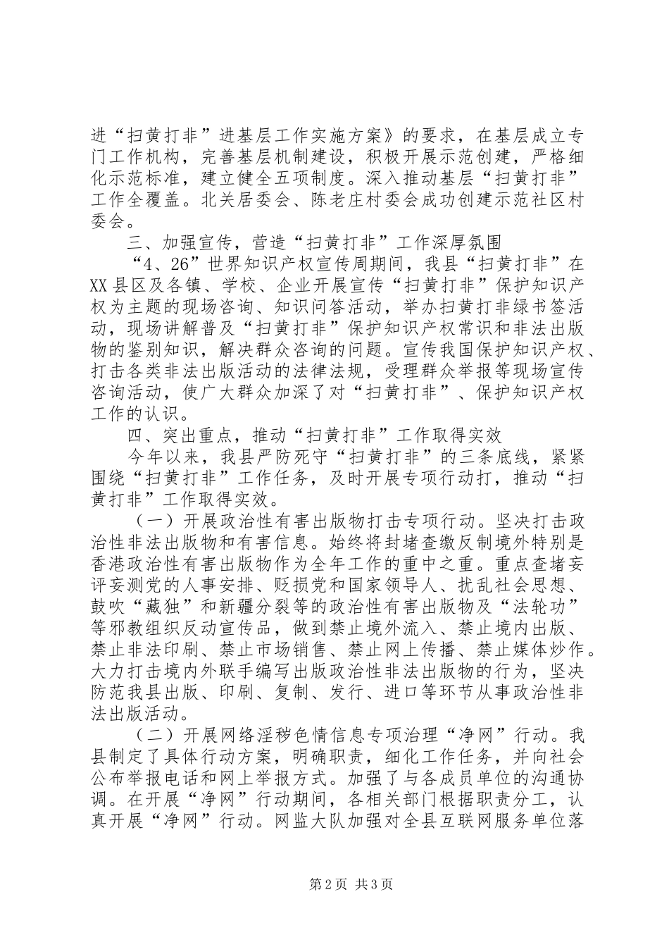 2024年文化市场综合执法大队扫黄打非工作总结_第2页