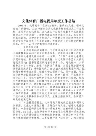 2024年文化体育广播电视局年度工作总结