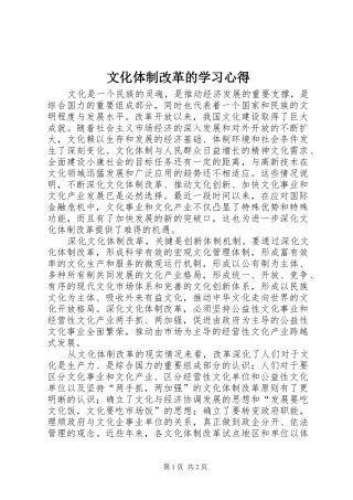 2024年文化体制改革的学习心得