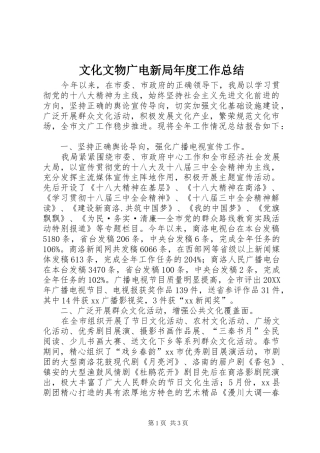 2024年文化文物广电新局年度工作总结