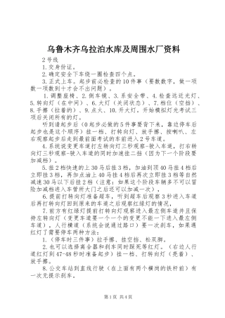 2024年乌鲁木齐乌拉泊水库及周围水厂资料