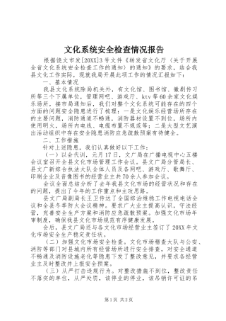 2024年文化系统安全检查情况报告