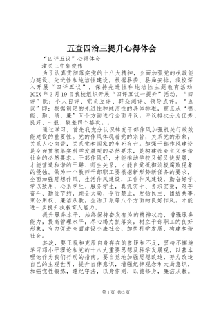 2024年五查四治三提升心得体会