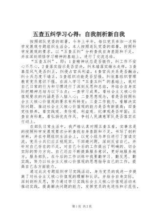 2024年五查五纠学习心得自我剖析新自我
