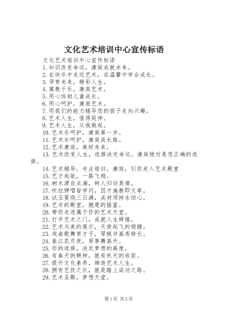 2024年文化艺术培训中心宣传标语