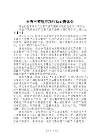 2024年五查五整顿专项行动心得体会