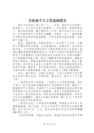 2024年文化站个人工作总结范文