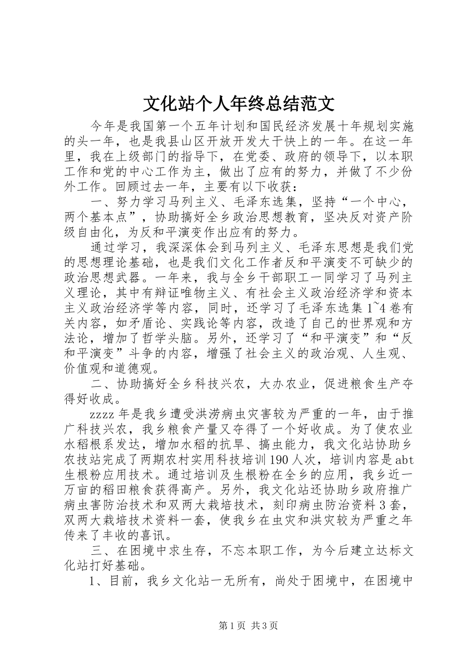 2024年文化站个人年终总结范文_第1页