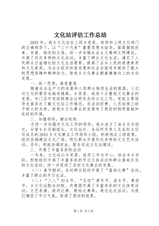 2024年文化站评估工作总结