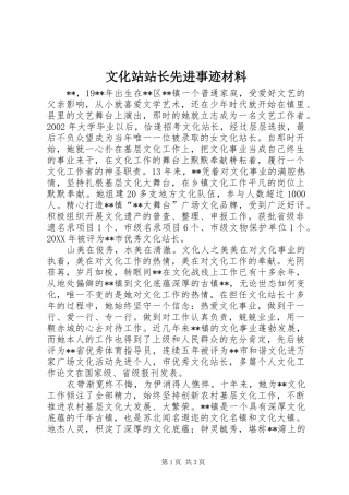 2024年文化站站长先进事迹材料