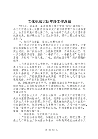 2024年文化执法大队年终工作总结