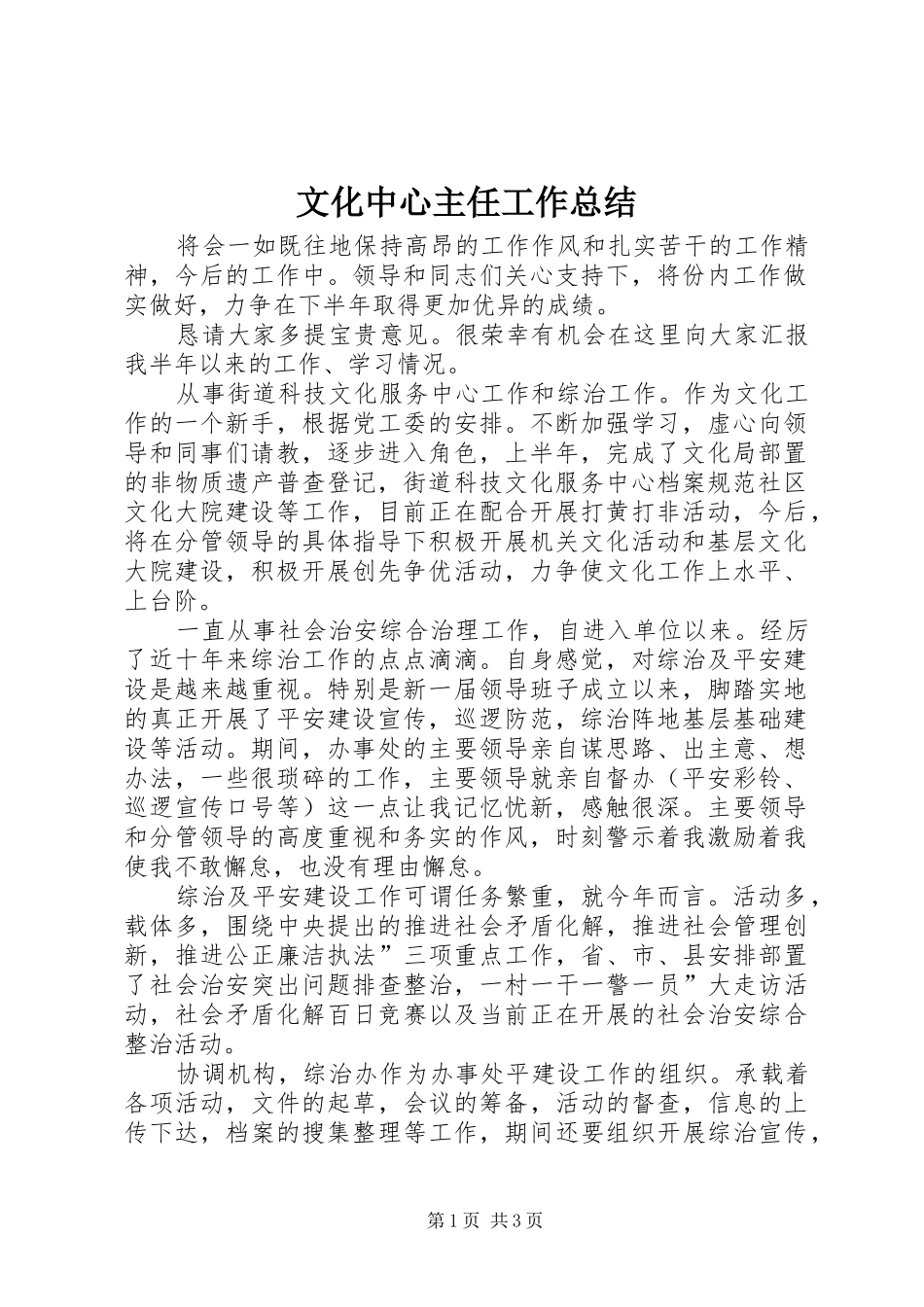 2024年文化中心主任工作总结_第1页