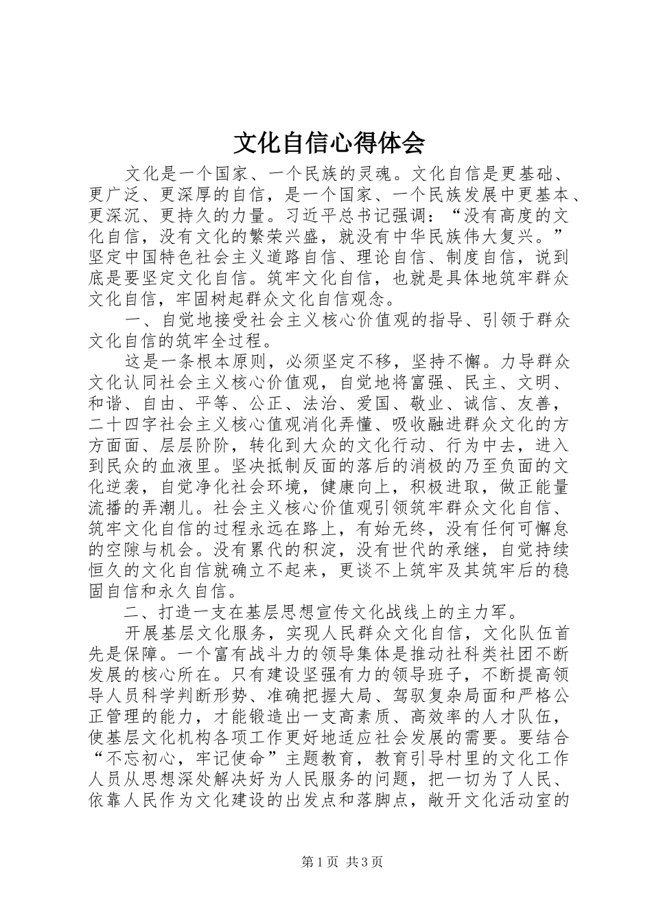 2024年文化自信心得体会_第1页