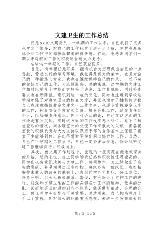 2024年文建卫生的工作总结