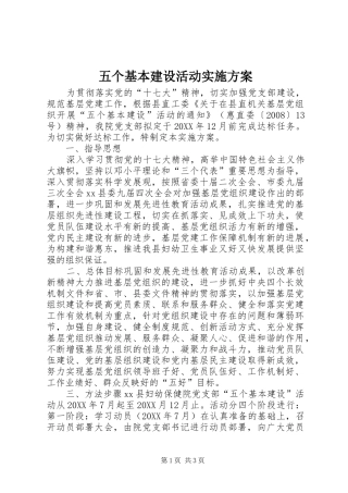 2024年五个基本建设活动实施方案