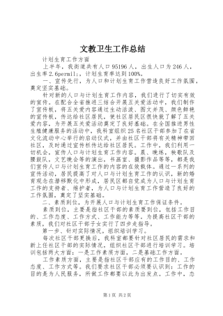 2024年文教卫生工作总结