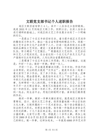 2024年文联党支部书记个人述职报告