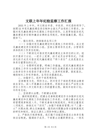 2024年文联上年年纪检监察工作汇报