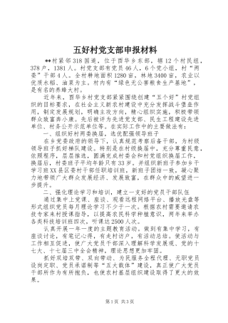 2024年五好村党支部申报材料