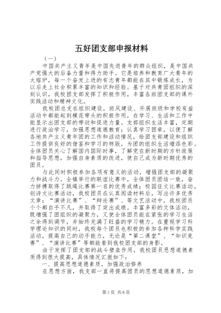 2024年五好团支部申报材料