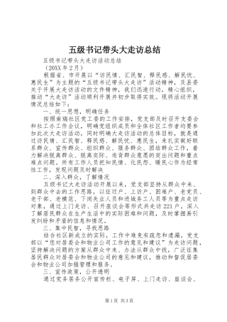2024年五级书记带头大走访总结